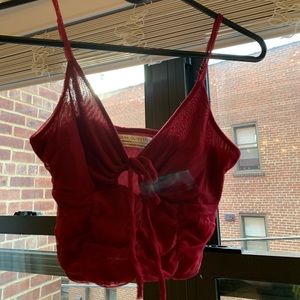 UO ruched red crop top